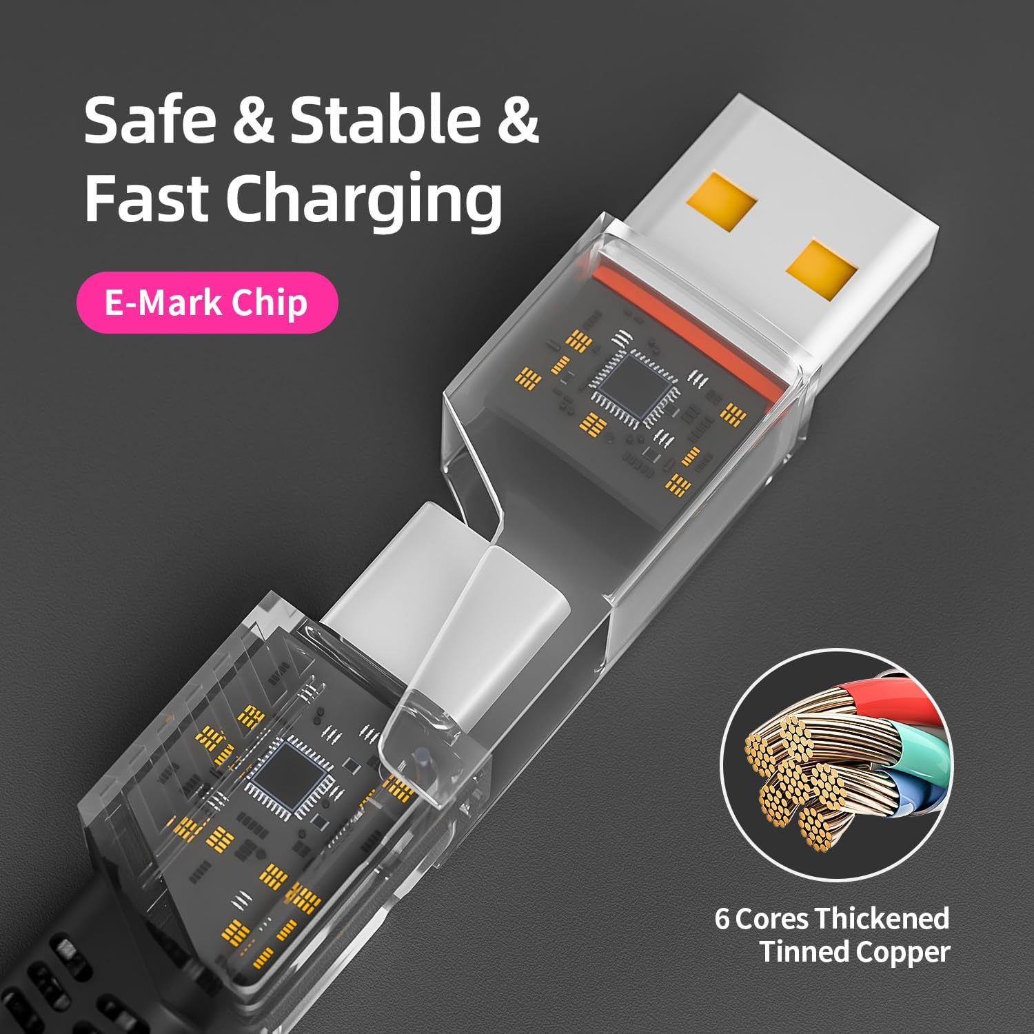 Detalle de USB C Cable 4‑in‑1 240W 5ft Fast Charging
