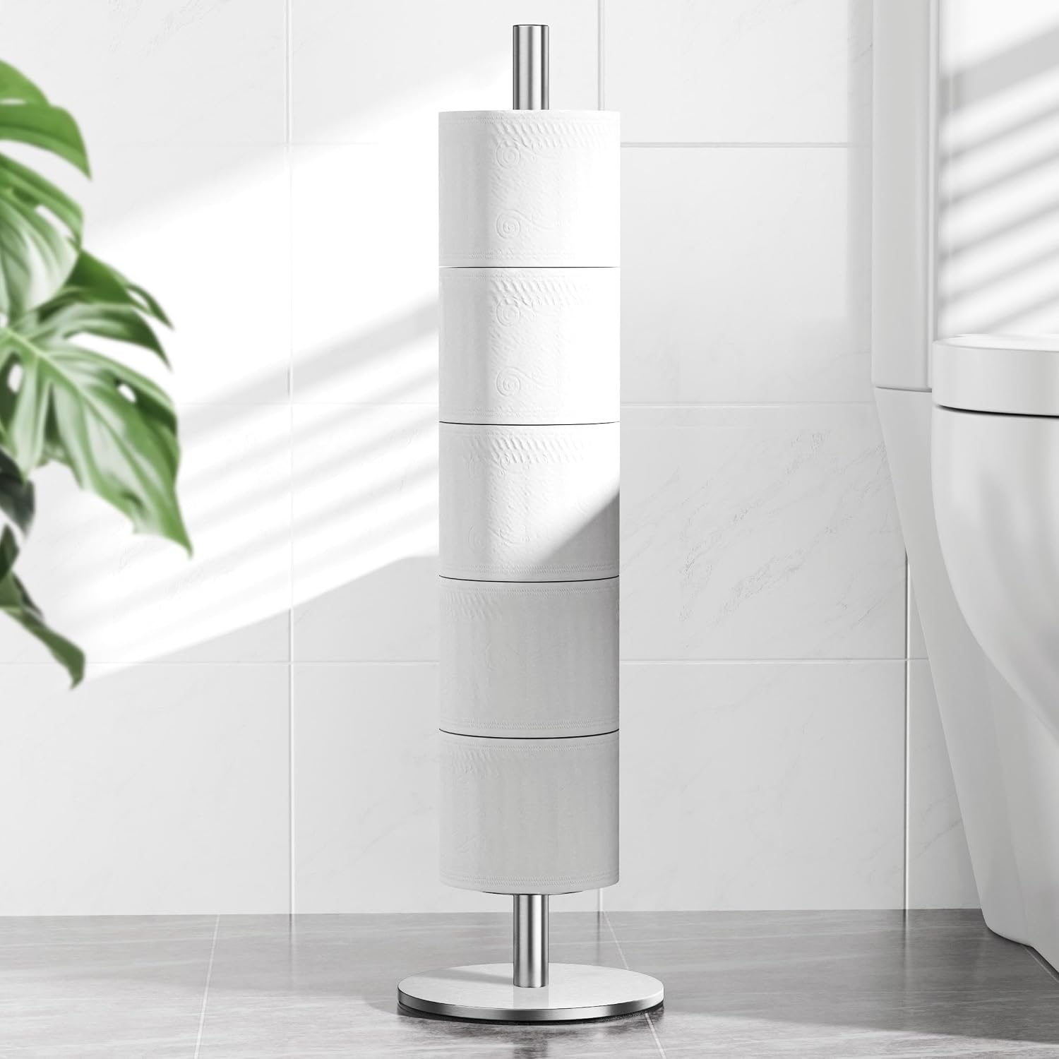 Detalle de niffgaff A16-150S-SS-CA Freestanding Toilet Paper Holder, Brushed Nickel