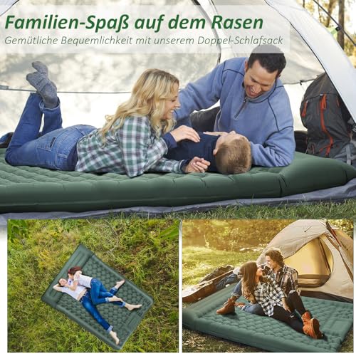 Thumbnail 8 de Jaztral Isomatte Camping 2 Personen – 200 × 137 × 12 cm, integrierte Kopfdichtung und Fußpumpe
