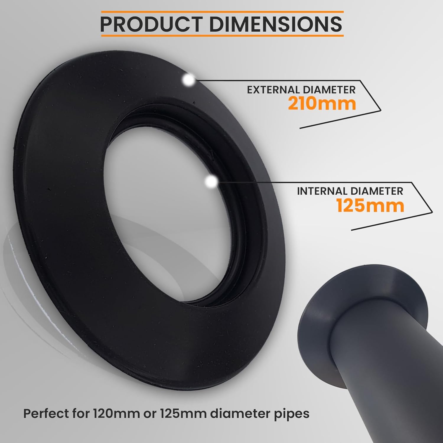 Thumbnail 5 de TYGERIX® Rosace Murale en Silicone Noir 120–125 mm : couverture sûre et adaptable