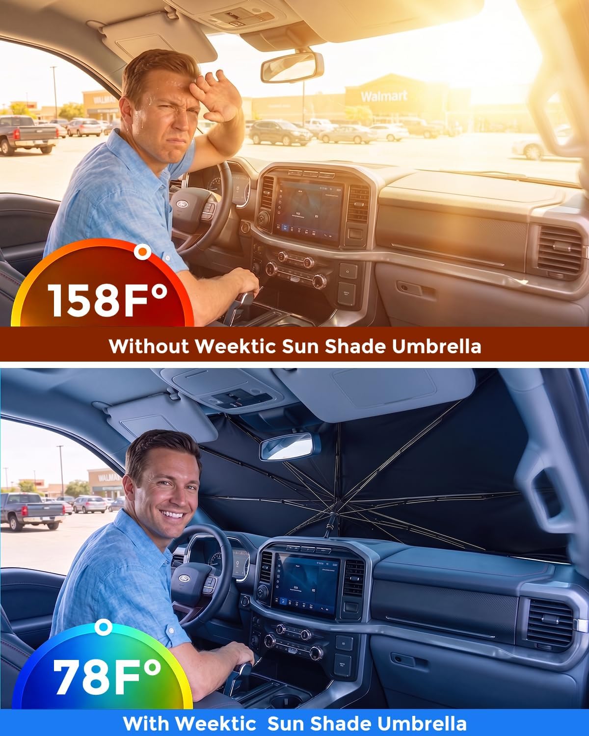 Thumbnail 1 de [2026 Upgraded] Weektic Truck Windshield Sun Shade for Full-Size Pickup Trucks