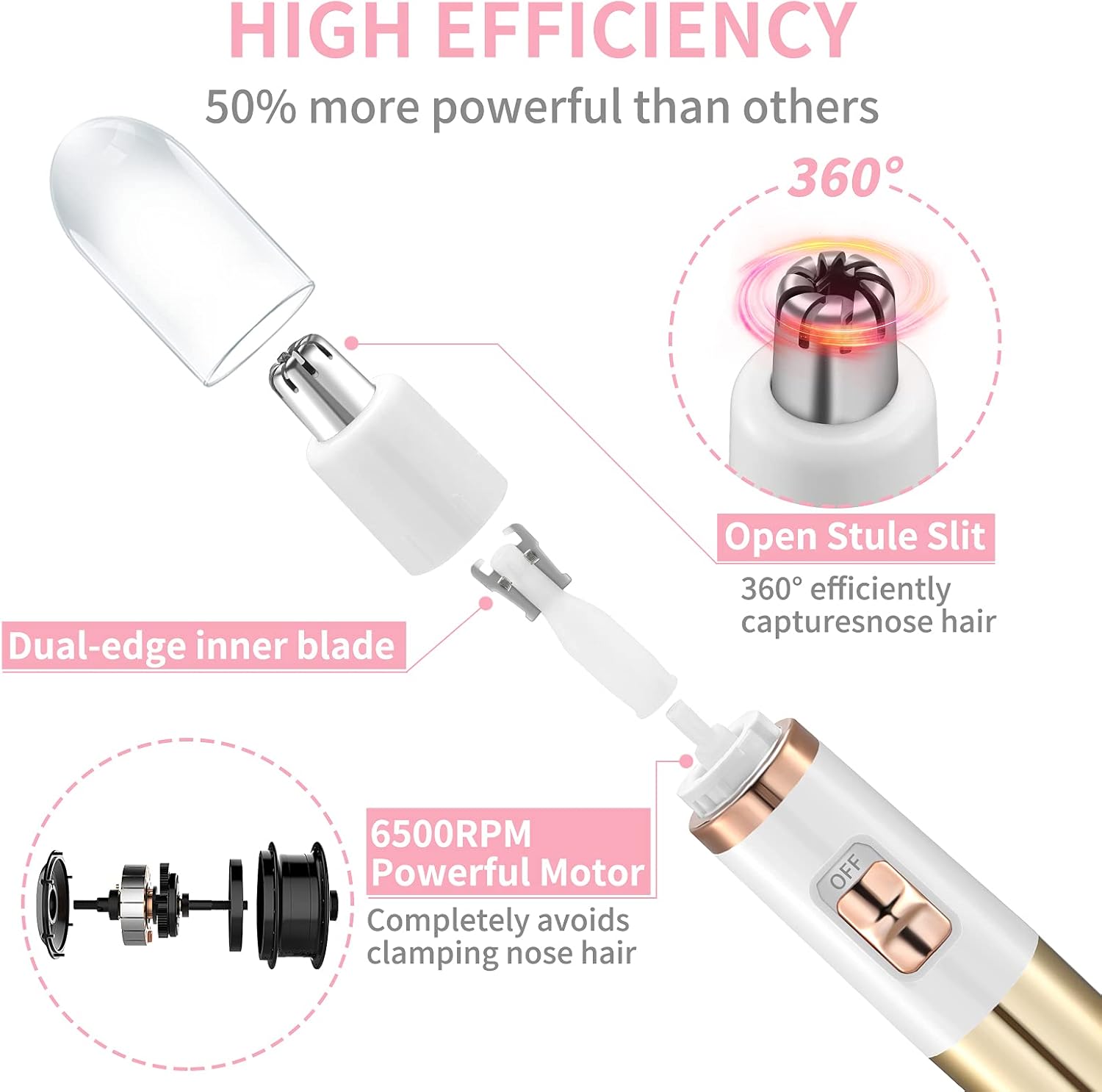 Thumbnail 4 de Ear and Nose Hair Trimmer for Women Waterproof Battery-operated