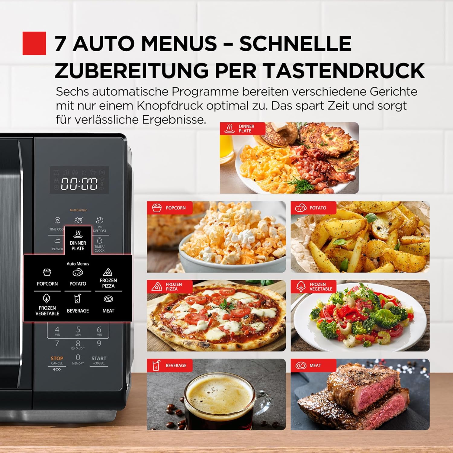 Thumbnail 4 de TOSHIBA MW3-EM23PE(BM) Mini-Mikrowelle mit Spiegeltür, 23 Liter, 800 W und Digitalsteuerung