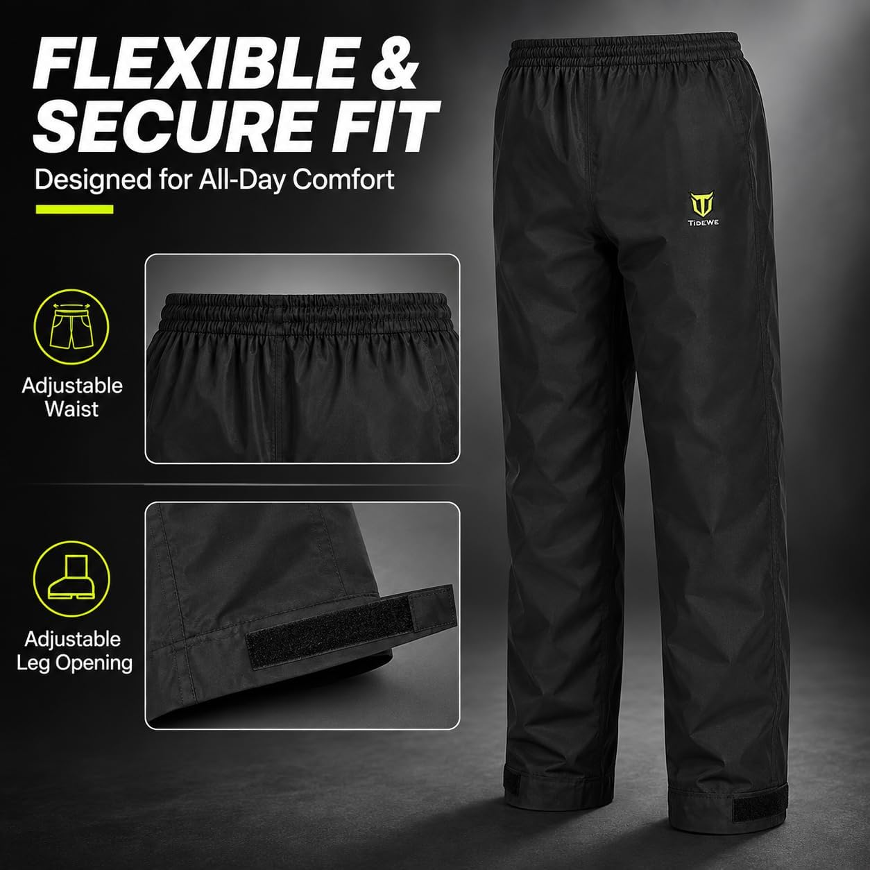 Detalle 2 de TIDEWE Men's Waterproof Rain Suit, Lightweight 2-Piece Gear with Sealed Seams