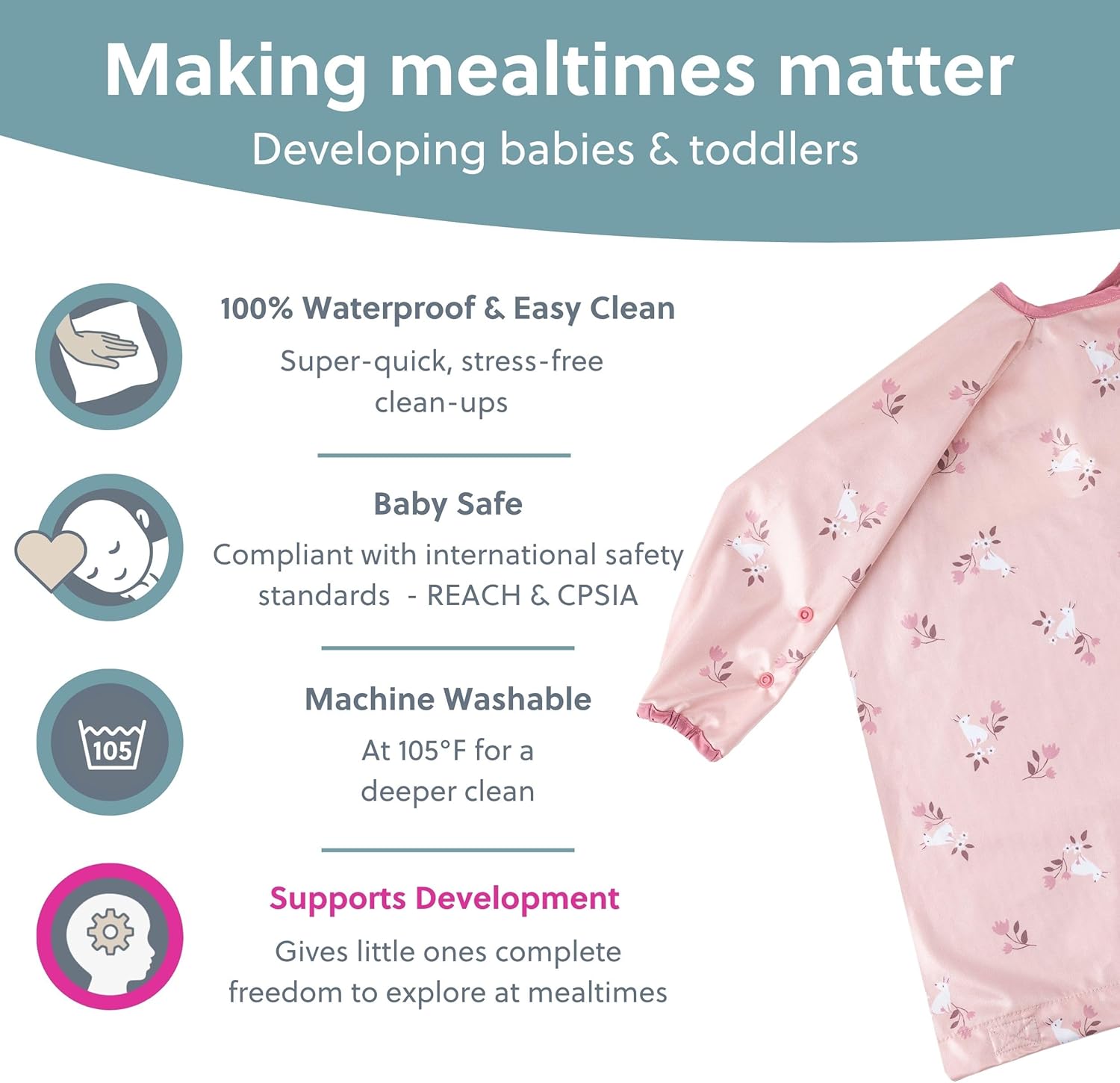 Thumbnail 3 de BIBaDO Long Sleeve Baby Bibs 6–36 months