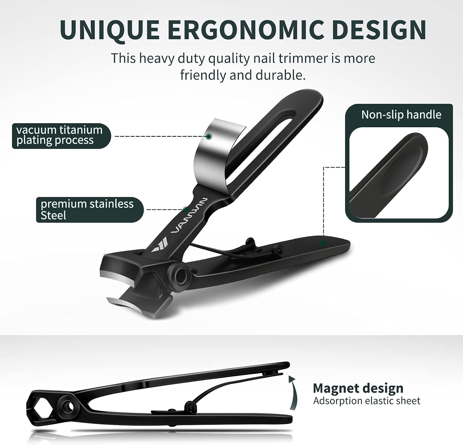 Thumbnail 4 de VANWIN Nail Clippers for Thick Nails — 16mm Wide Jaw Opening Heavy Duty Stainless Steel Fingernail Clippers