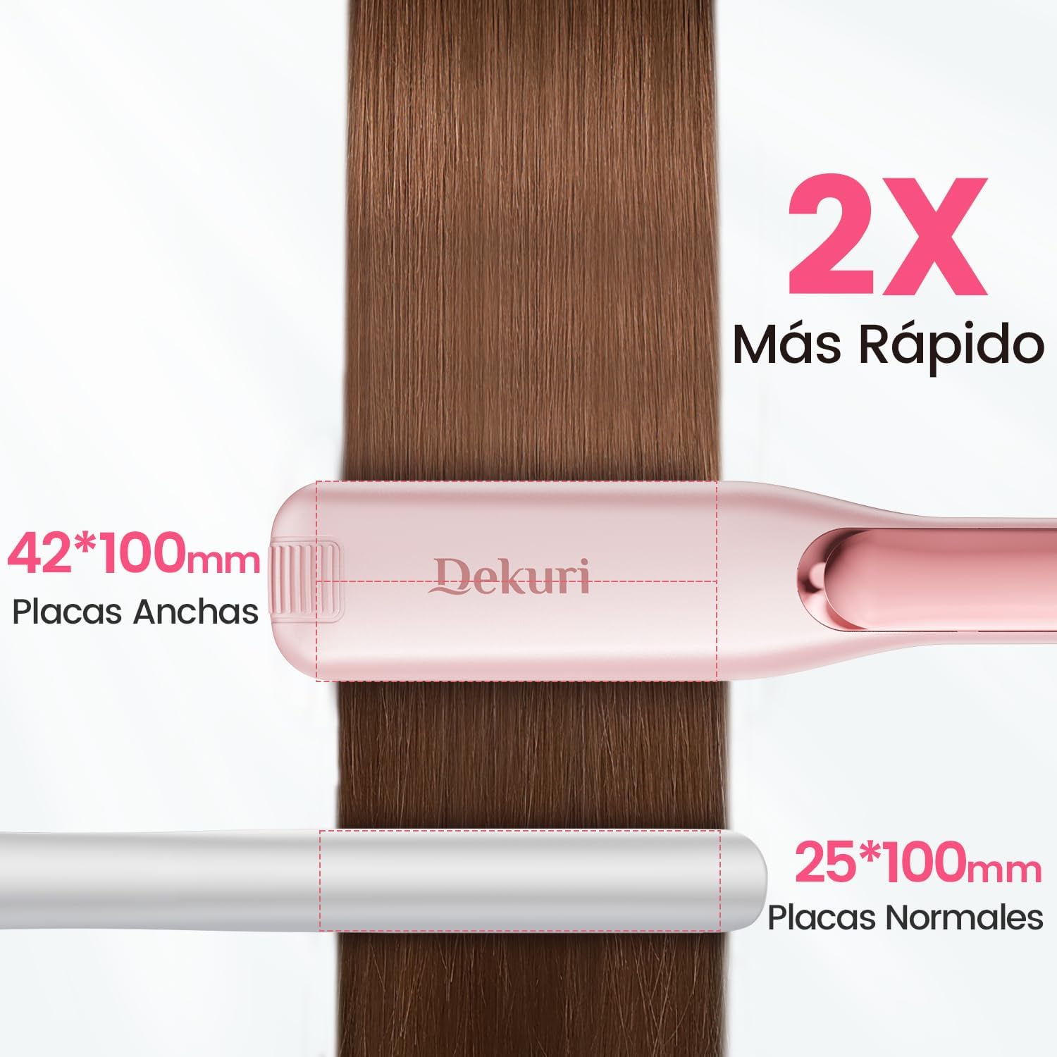 Thumbnail 2 de Dekuri Plancha de Pelo Cerámica 42 mm Rosa Profesional