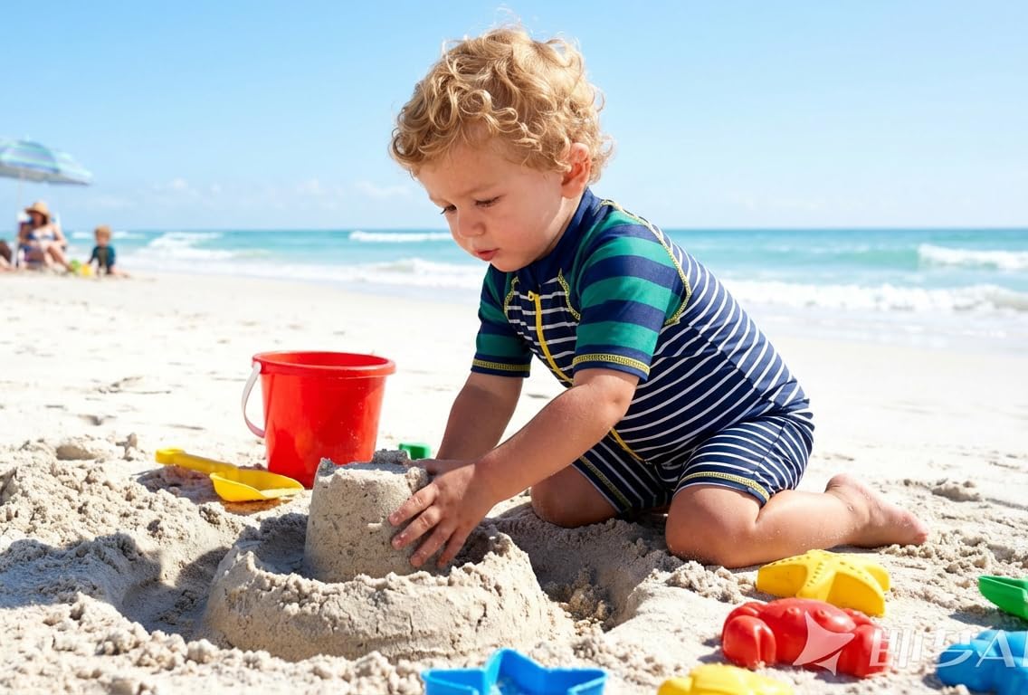 Thumbnail 1 de BONVERANO Baby Badeanzug Jungen EIN stück Kurzärmel mit UV-Schutz 50+ und Frontreißverschluss