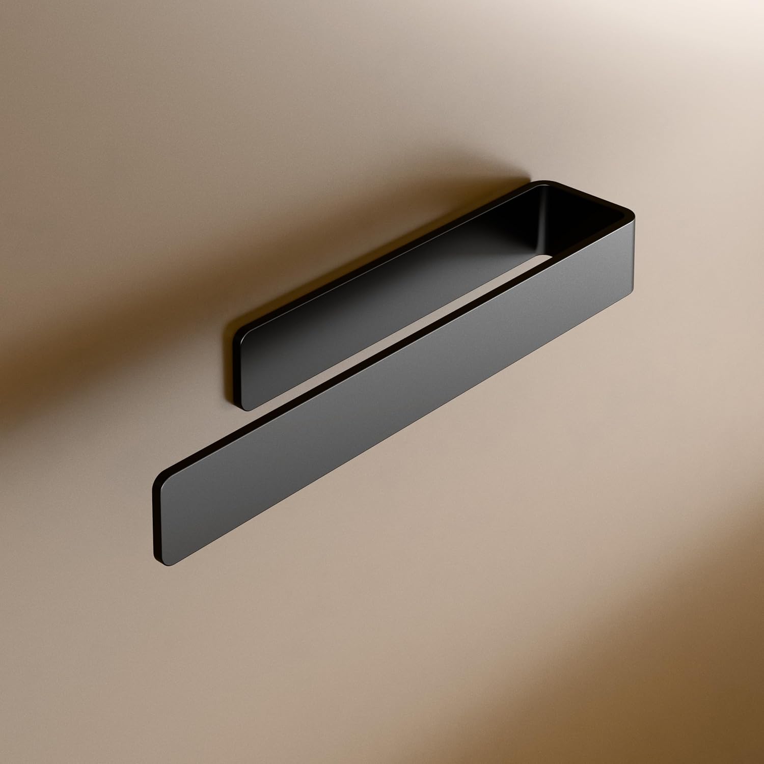 LIEBHEIM porta asciugamani adesivo da parete in alluminio nero, senza forare (22 cm)