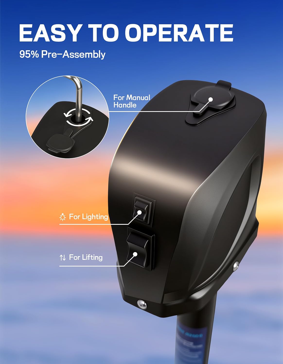 Detalle 2 de POLESTAR 7500 lbs Electric Trailer Jack with LED Light and Waterproof Cover