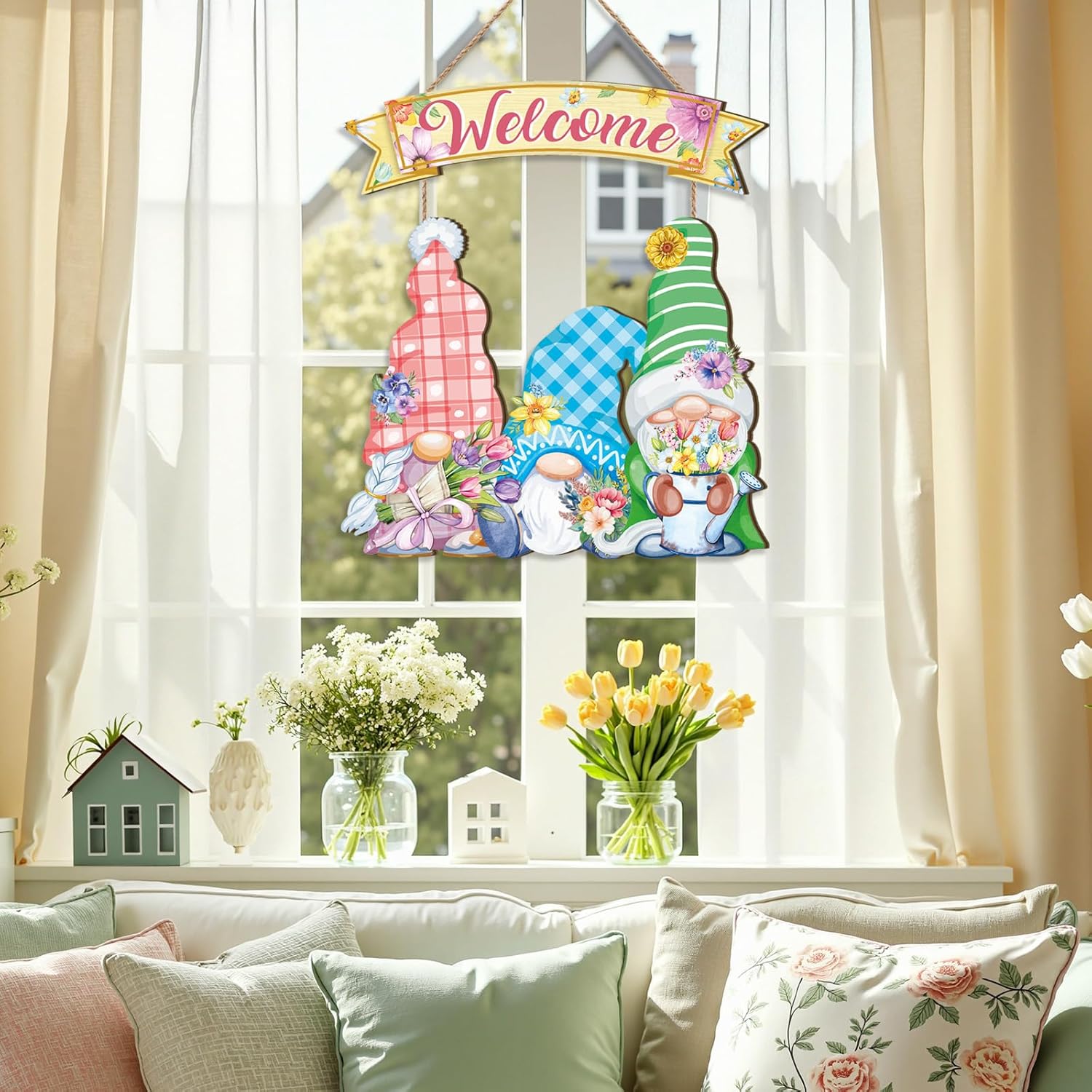 Thumbnail 2 de CHDITB 2pcs Spring Welcome Sign Front Door