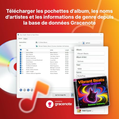 Detalle 2 de Nero CD Ripper Logiciel —Convertisseur CD audio en MP3, FLAC, AAC, WAV avec Gracenote et licence à vie (1 PC, Windows)