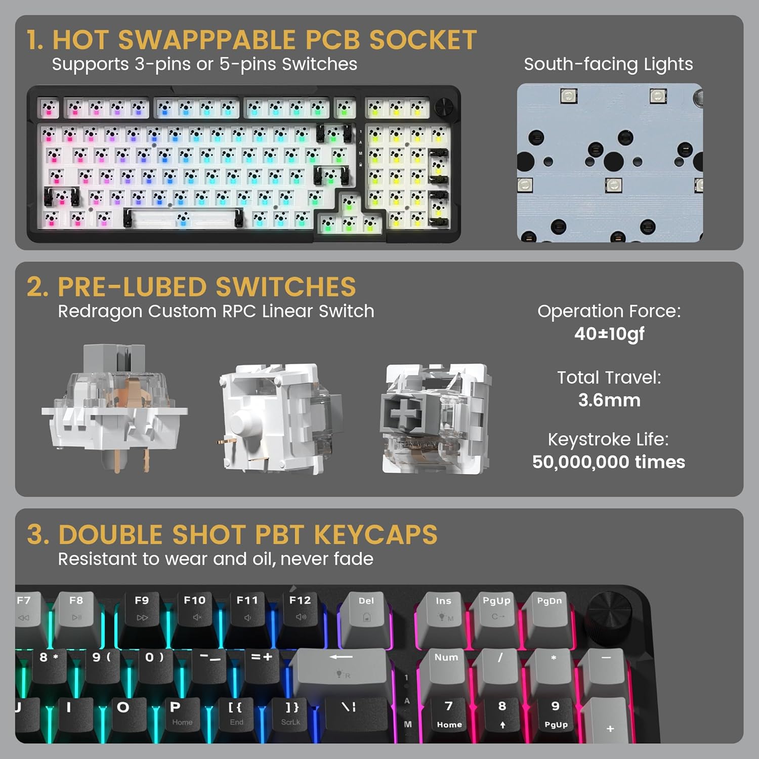 Thumbnail 5 de Redragon K742 Wireless Mechanical Keyboard 5.0