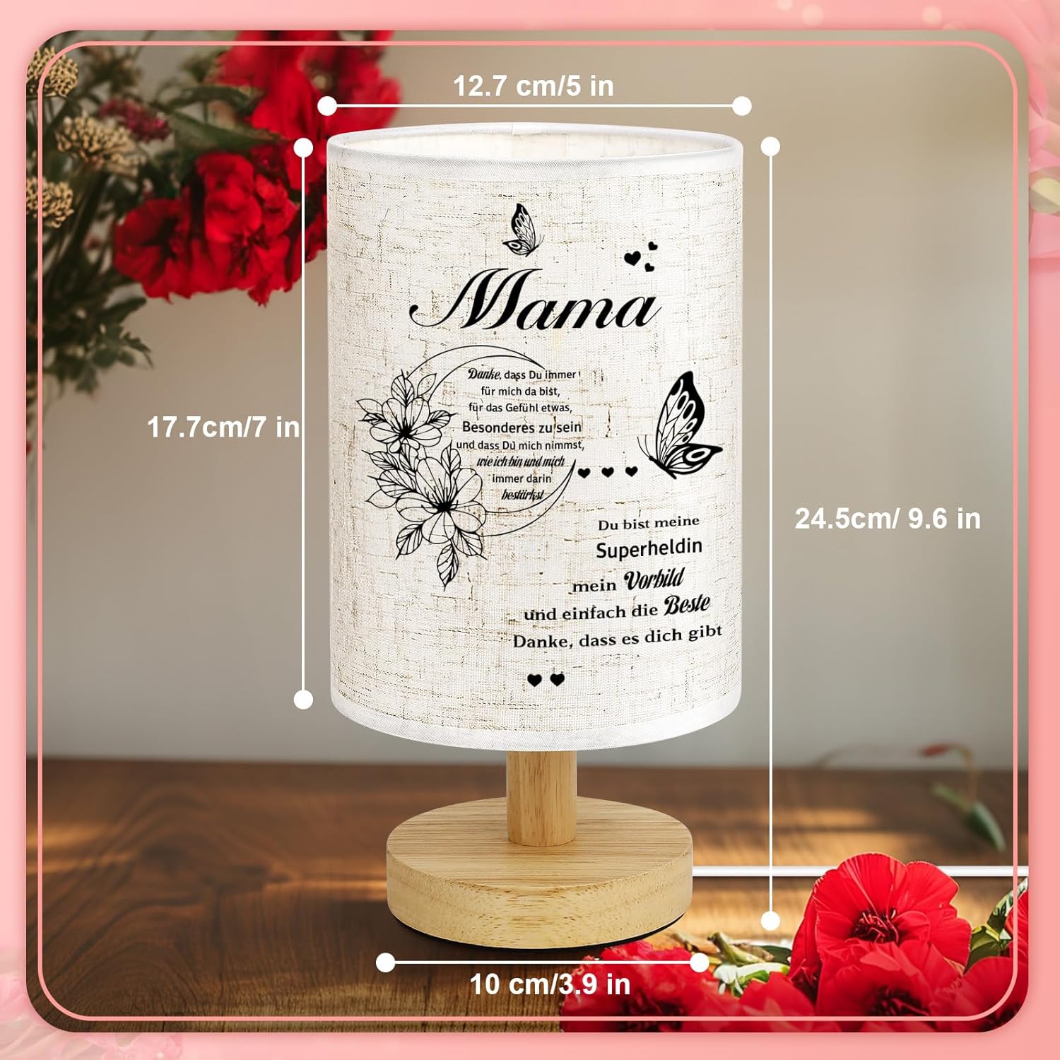 Thumbnail 6 de Linkax Tischlampe für Mama mit Spruch „Mama Danke, dass Du immer für mich da bist“ als Muttertagsgeschenk