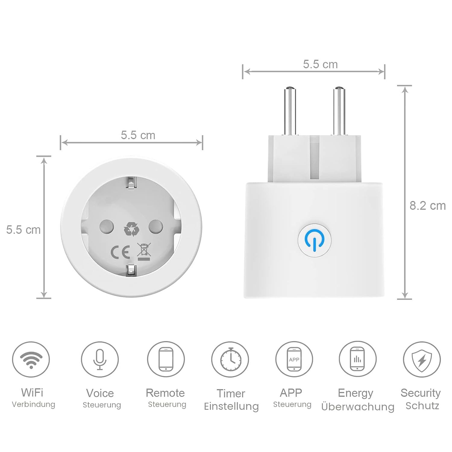 Detalle 2 de ANTELA Smart Steckdose 16A, 2 Stück