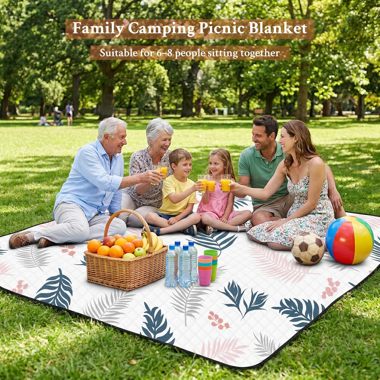Thumbnail 4 de TXBOBECO Picnic Blanket Waterproof 200 x 200 cm: Large, Foldable & Portable for Outdoor Family Picnics