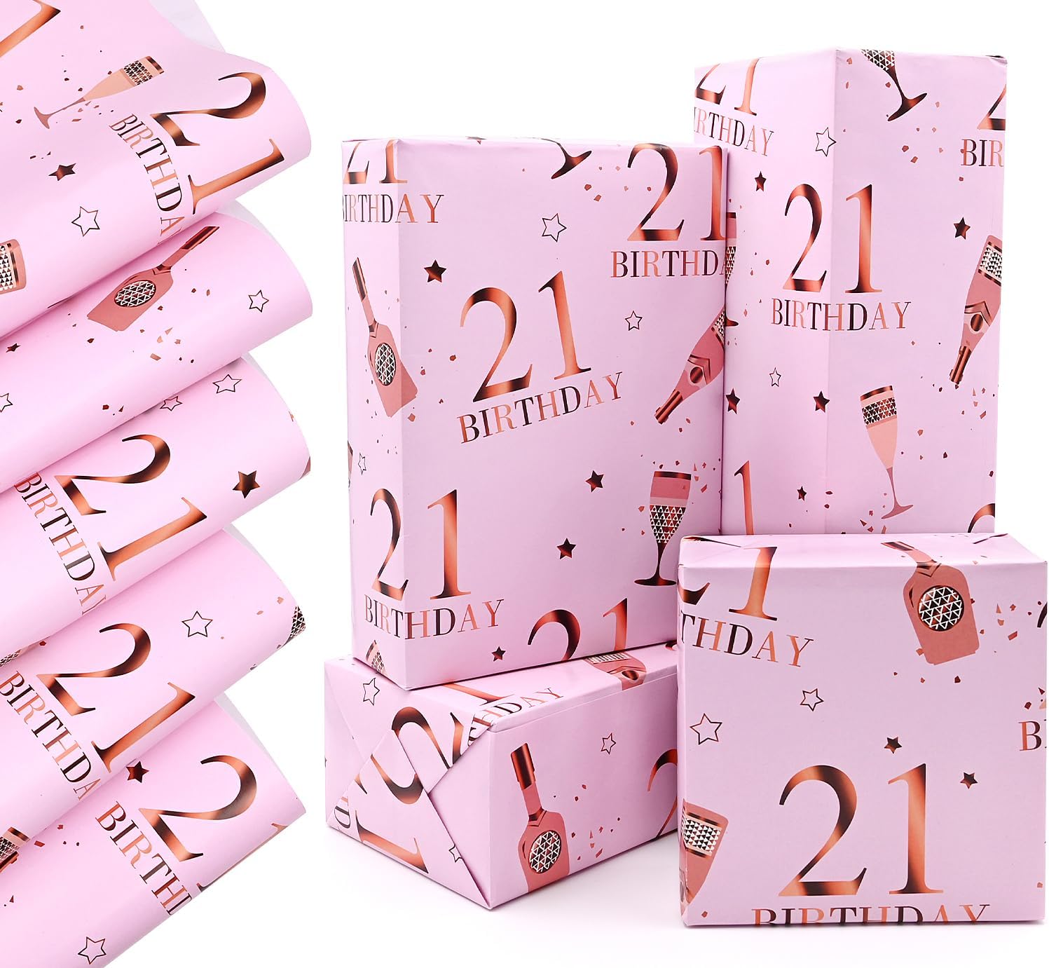 Thumbnail 6 de QRTDXP Pink Gift Wrapping Paper Sheets for 16th Birthday (5 x 50 × 70 cm) – Rose Gold Design