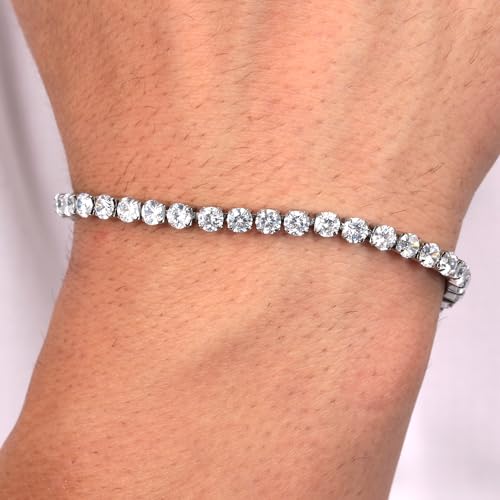Detalle de SECTOR Bracciale Polseira Tennis in Acciaio Aço Prate con Cristallo Prate – 22 cm
