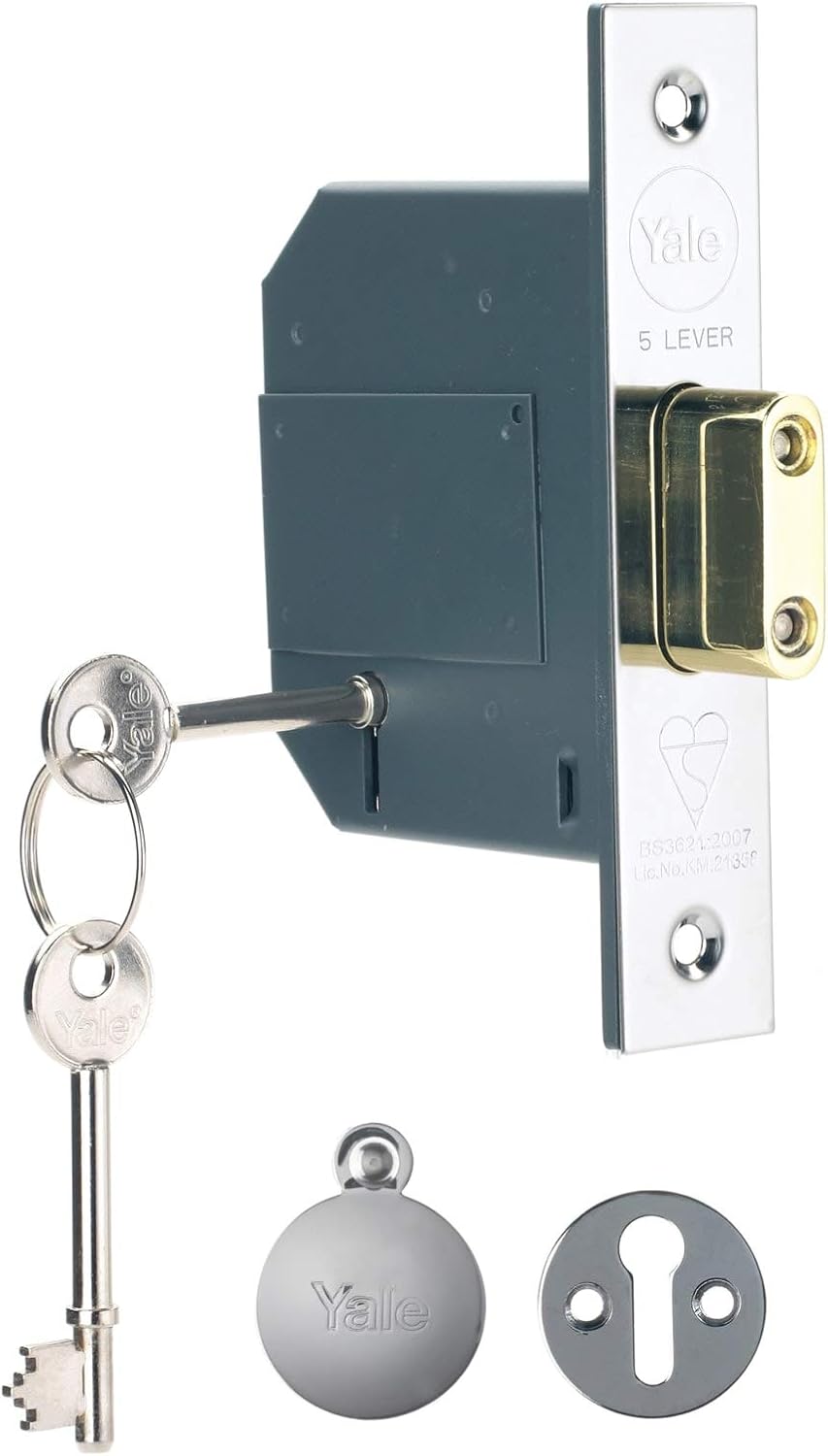Thumbnail 6 de Yale British Standard 5 Lever Mortice Deadlock, Brass Finish, 2.5 Inch Backset