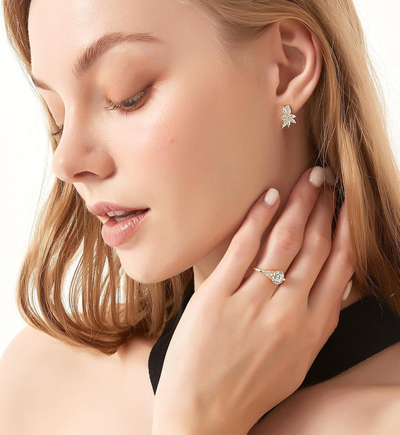 Thumbnail 4 de Titaniumcentral Damen Cluster Ohrringe – Marquise & Rund Zirkonia, hypoallergen, Gold/Silber