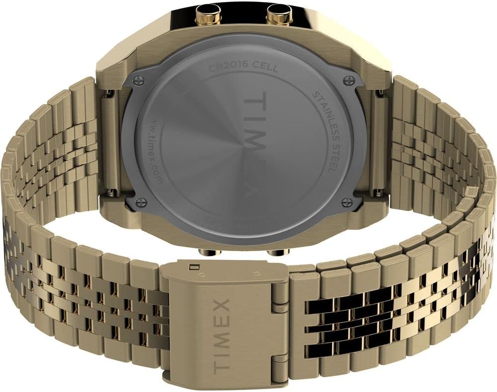 Detalle de Timex Unisex T80 Steel – Chronograph mit INDIGLO, goldfarben