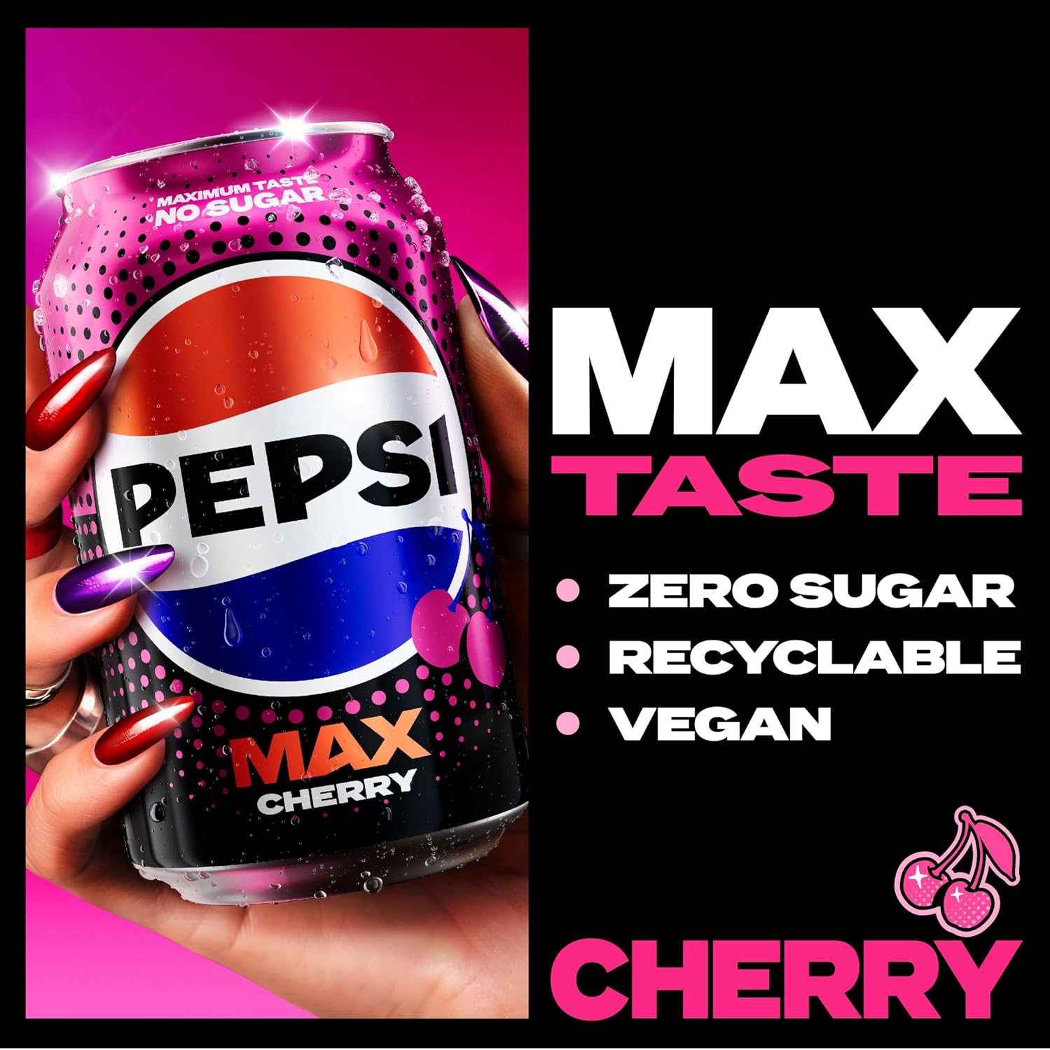 Detalle de Pepsi Max Cherry No Sugar Cola Cans (24 x 330ml)