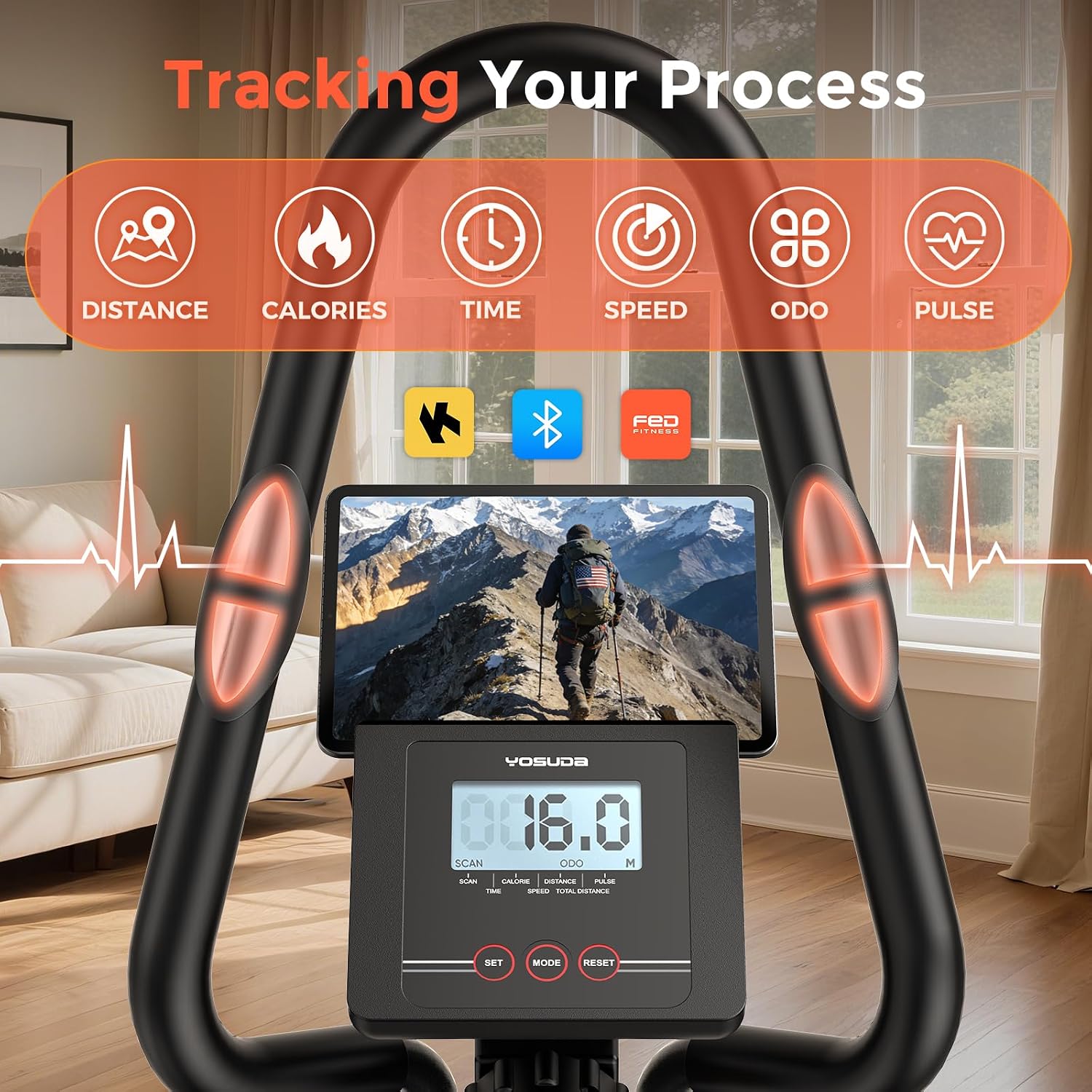 Detalle de YOSUDA 3-in-1 Elliptical Exercise Machine: Compact Home Gym with 45° Incline and 16 Resistance Levels