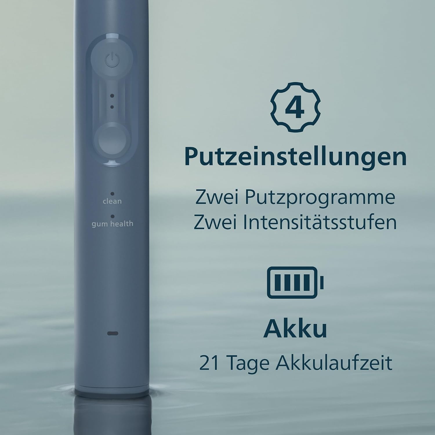 Detalle de Philips Sonicare Series 4100 Schallzahnbürste HX4046/48 – 4 Putzeinstellungen, Drucksensor, Reiseetui