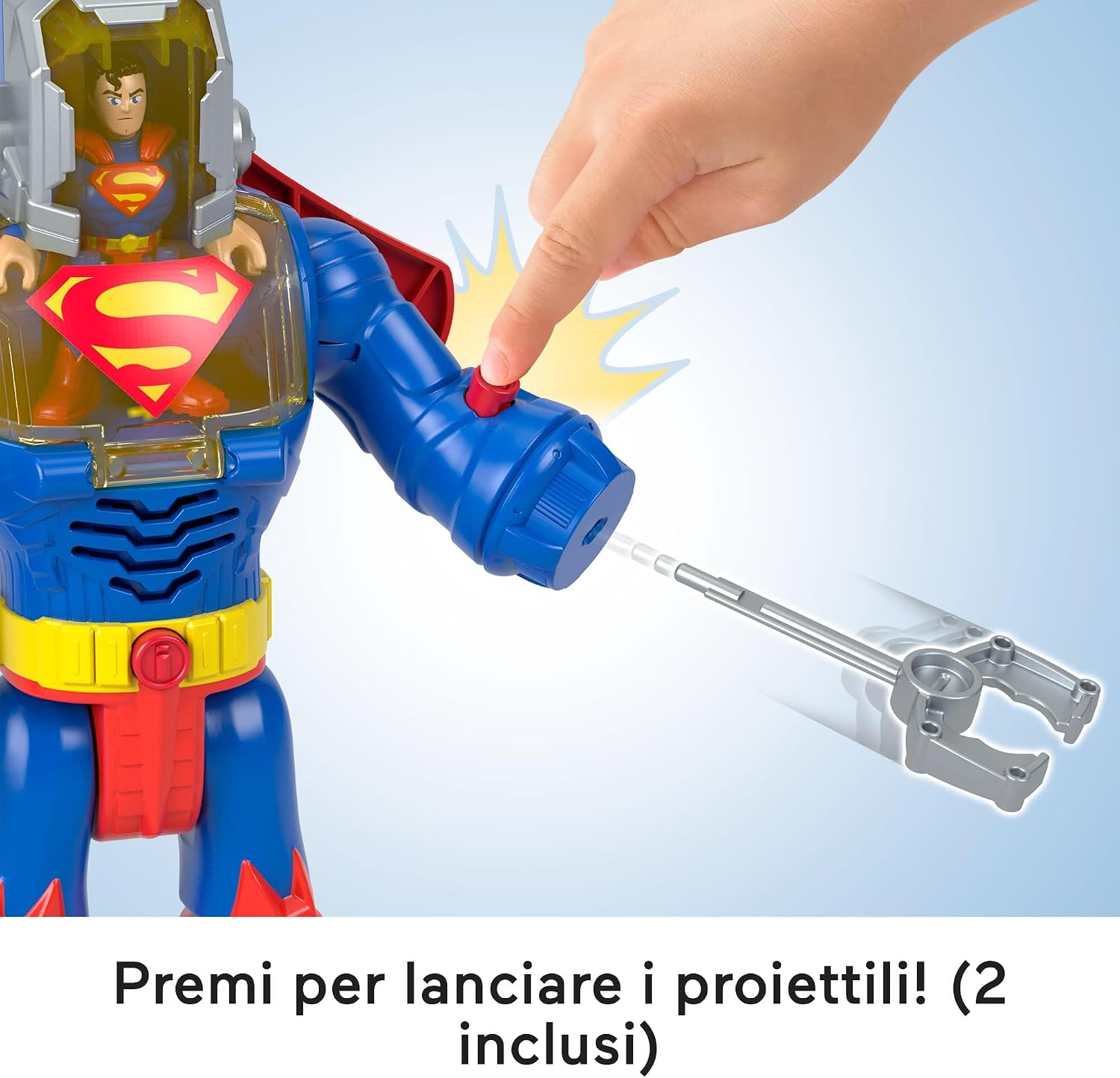 Detalle de Fisher-Price Imaginext DC Super Friends: Superman Insider e Corazza, robot alto 30+ cm con luci e suoni