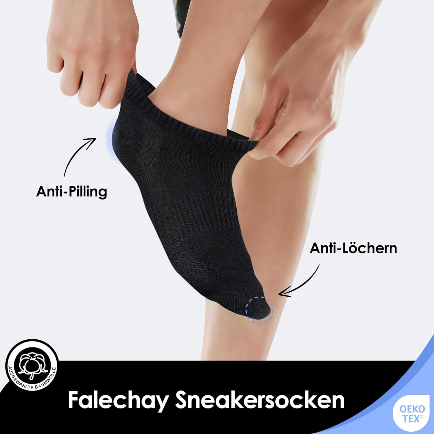Thumbnail 4 de Falechay 10 Paar Sneaker Socken für Herren & Damen – kurze, atmungsaktive Baumwoll-Halbsocken (Unisex)