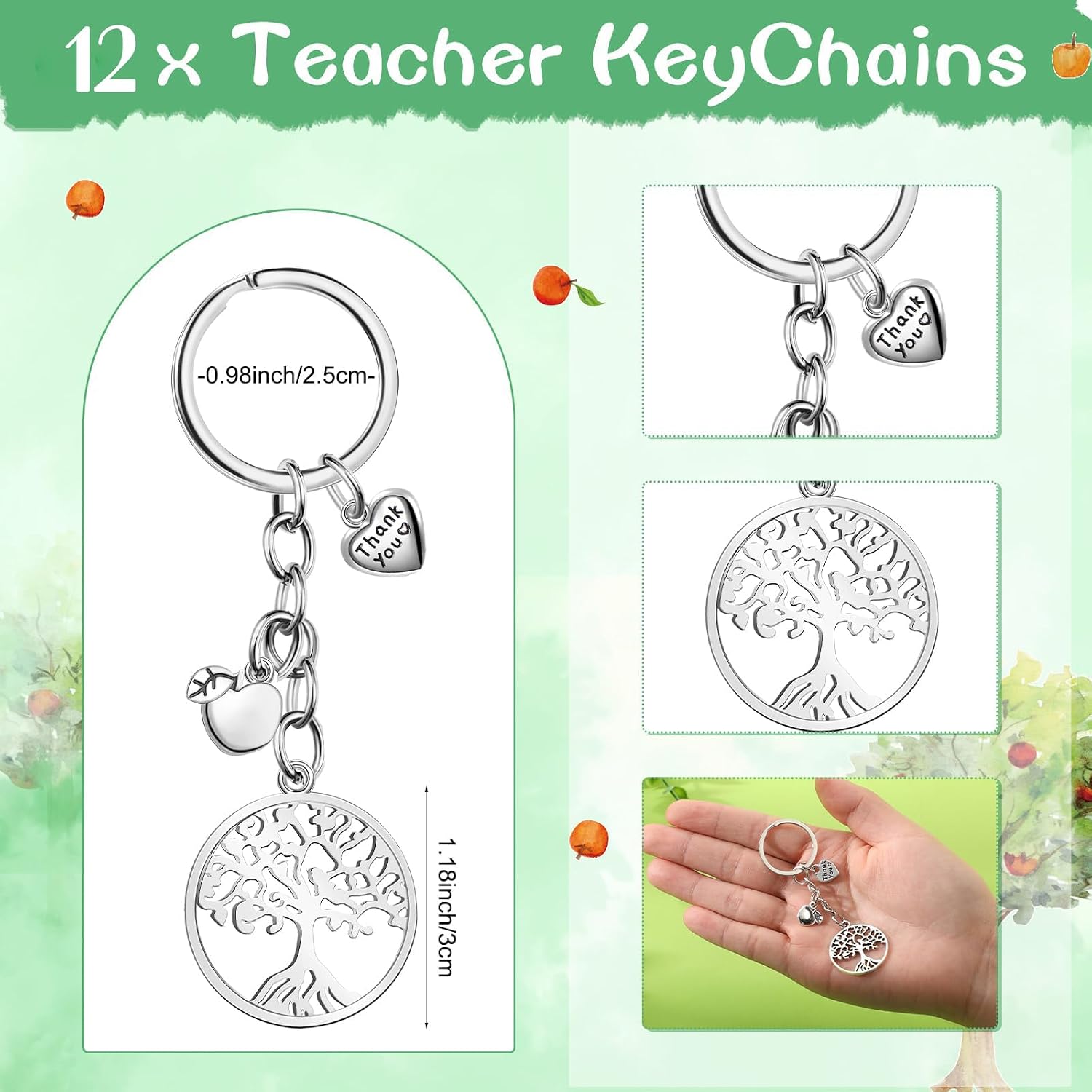 Detalle de Johiux 12 Set Teacher Appreciation Gifts: Bee Keychains with Card & Organza Pouches