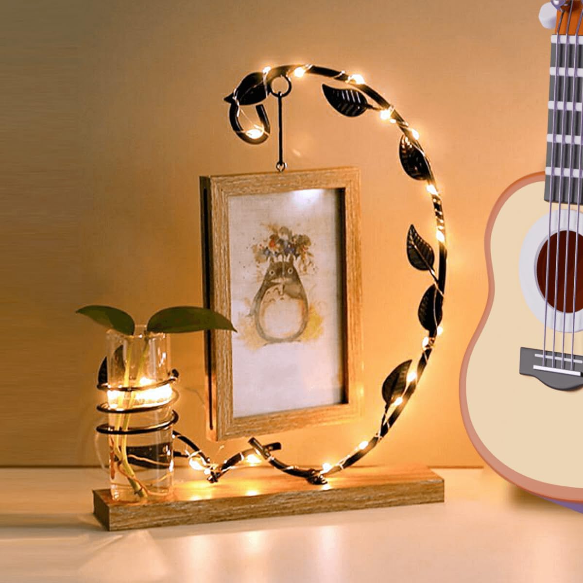 Thumbnail 5 de Lajiakoy Cadre photo 10x15 cm en bois noir avec vitre acrylique et support en métal (vase + arbre)