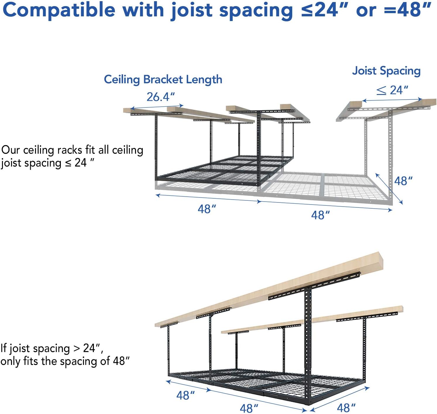 Detalle 2 de FLEXIMOUNTS Overhead Garage Storage Rack 4x8