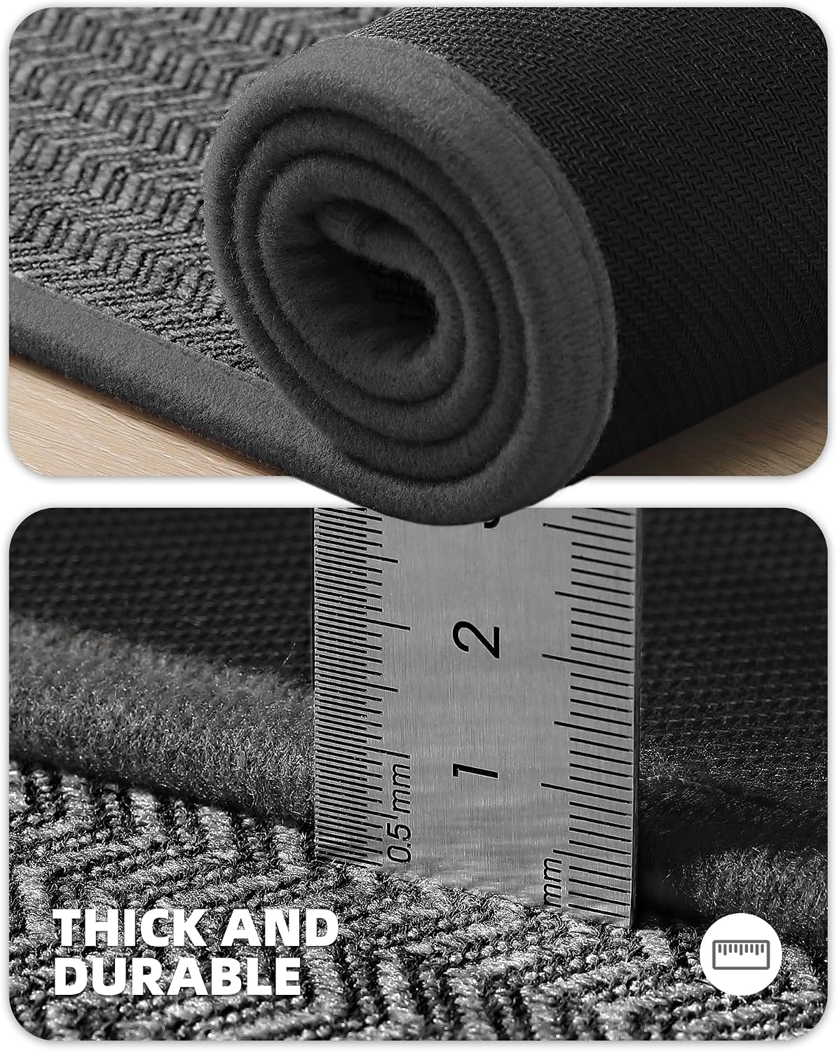 Thumbnail 5 de COLOR&GEOMETRY Tapis Cuisine 43,5 x 150 cm – Antidérapant et Lavable, Gris Foncé