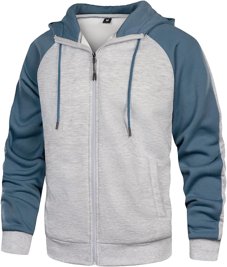 Thumbnail 6 de Wirltte Men's Patchwork Zip Up Hoodie with Fleece – Winter Warm Hooded Jacket