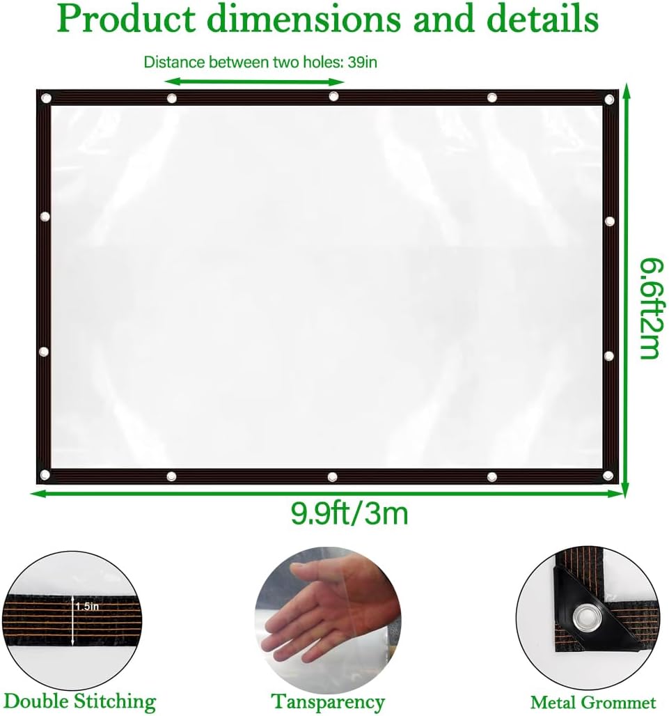 Detalle 2 de MYXKHYLL Tarps Heavy Duty Waterproof – transparent vattentät presenning med öljetter