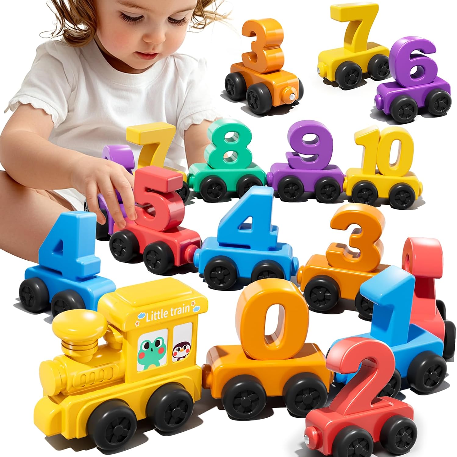 JUKUDAHU Magnet Number Train Set for Toddlers (Ages 1–4) – Counting & Color Sorting Train Toy