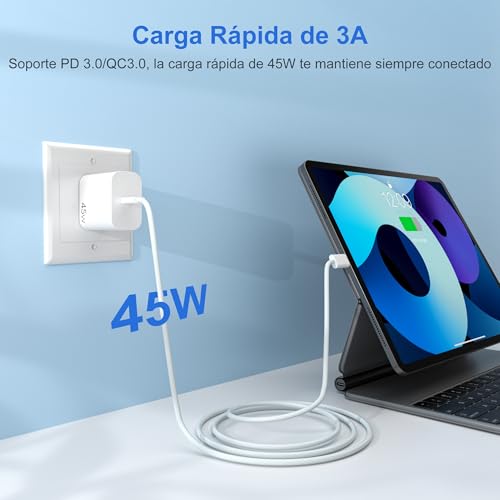 Detalle de YISH 45W Cargador USB-C GaN PD3.0: carga rápida y portátil para tus dispositivos