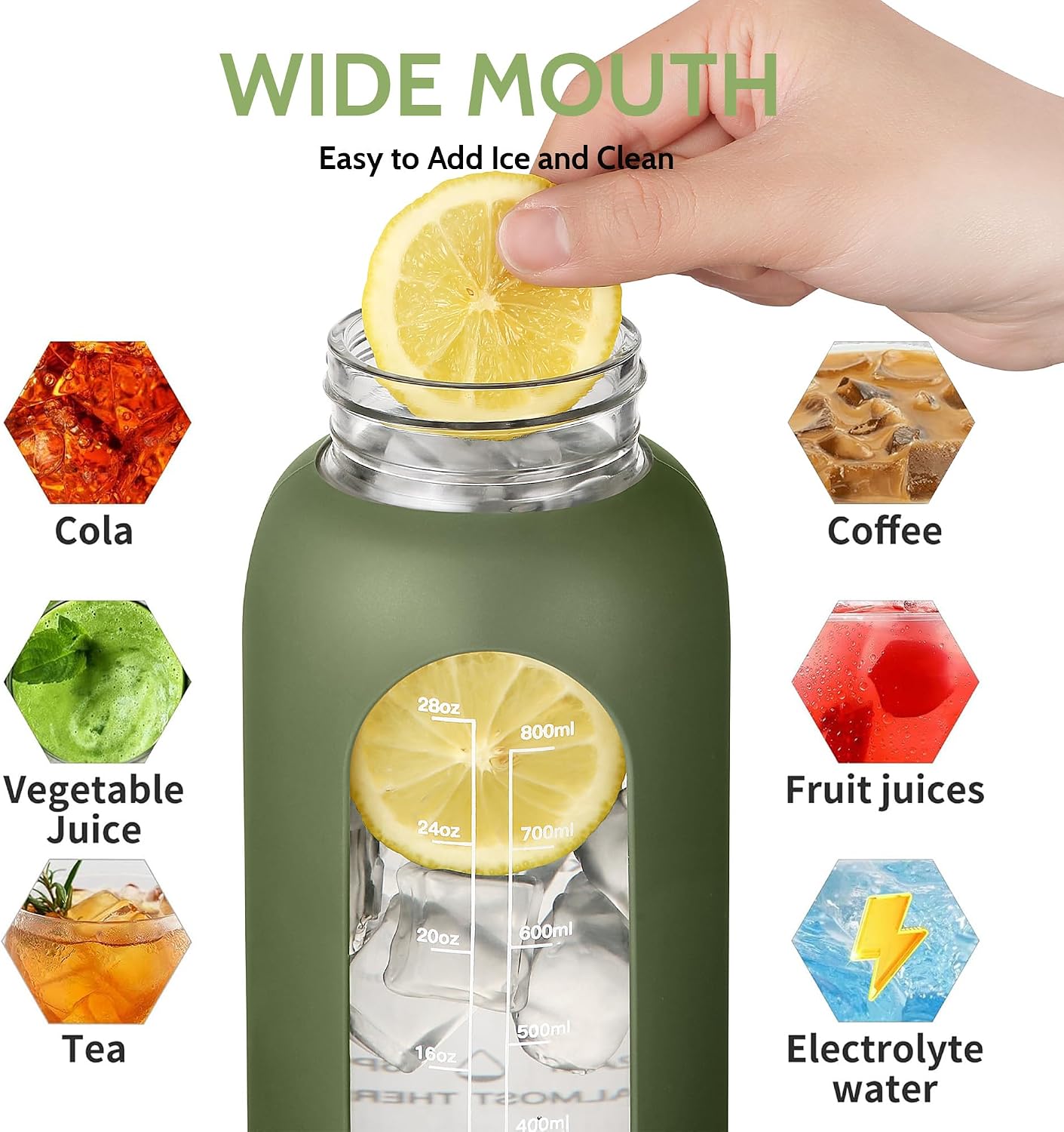 Thumbnail 6 de CIVAGO GWJ64CAMELIA 64 oz Glass Water Bottle with Straw and Time Markings