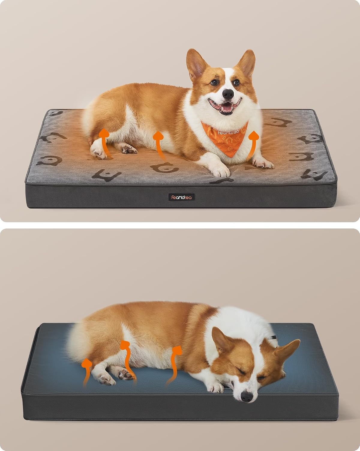Detalle de FEANDREA BASCO Collection PGW242G01 Orthopaedic Dog Bed, L, Egg-Crate Foam