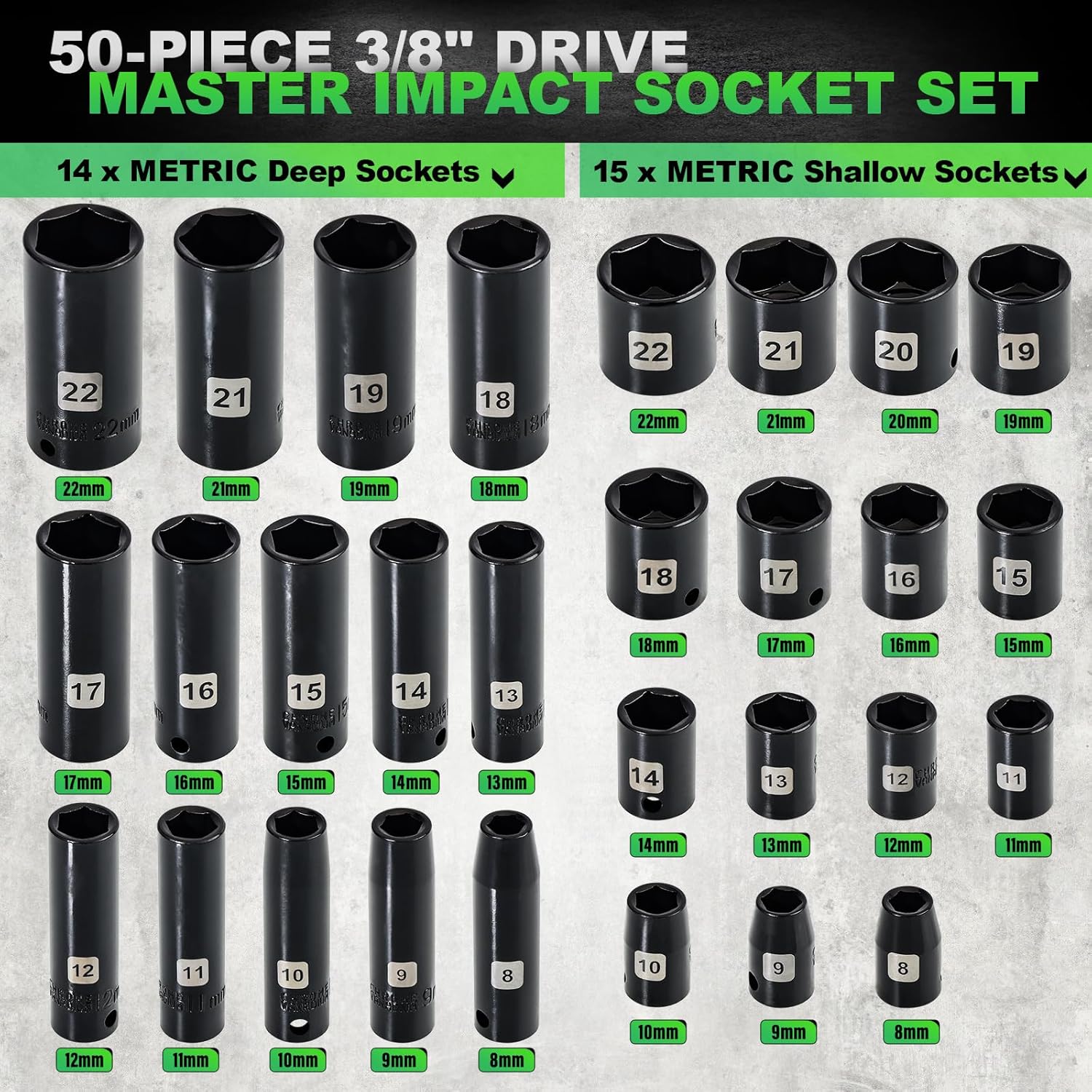 Thumbnail 3 de DANGKIY 3/8" Impact Socket Set 50-Piece