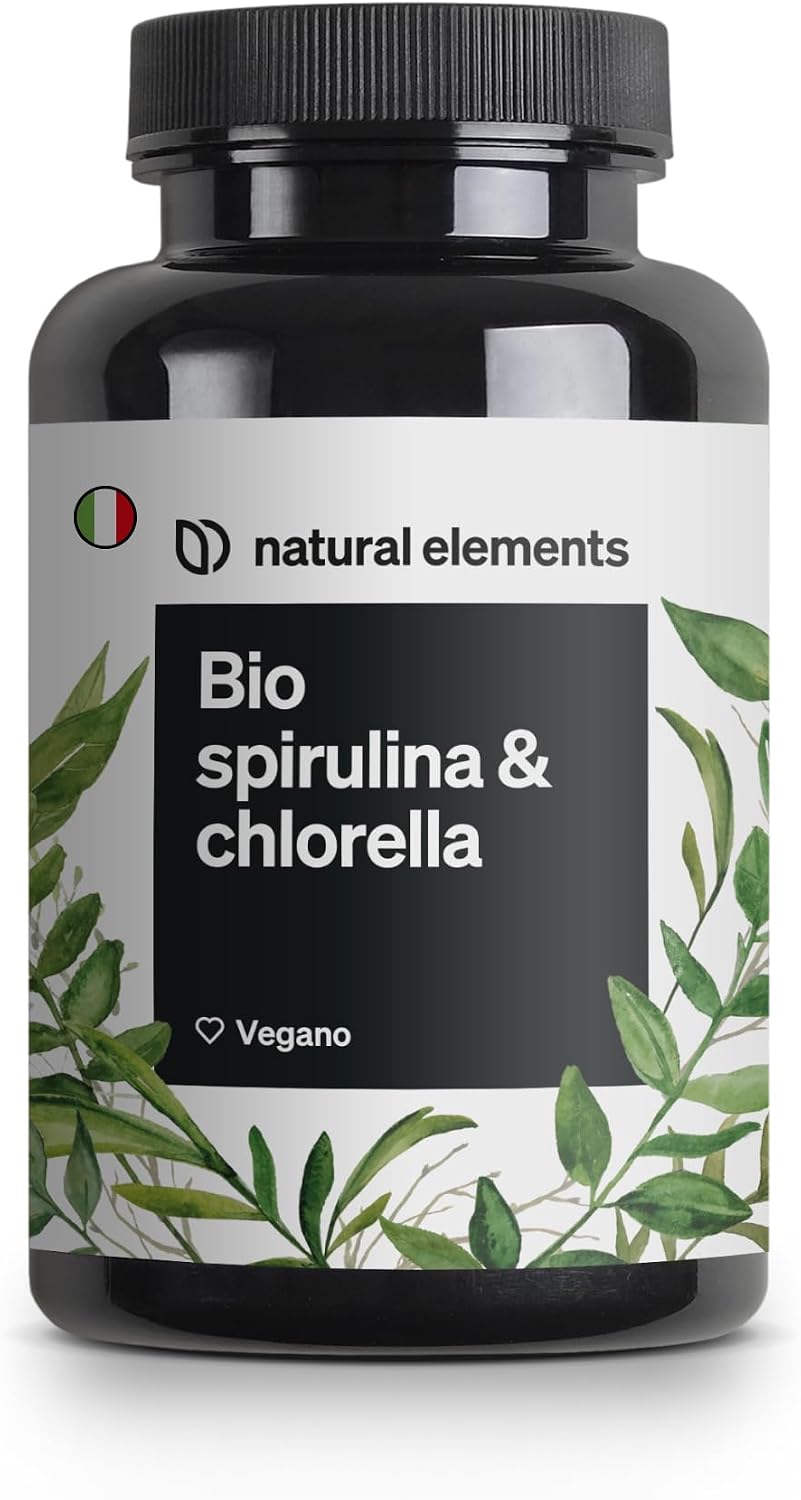 Detalle de Spirulina Bio & Chlorella Natural Elements, 500 compresse (dose giornaliera 2.400 mg + 2.400 mg)