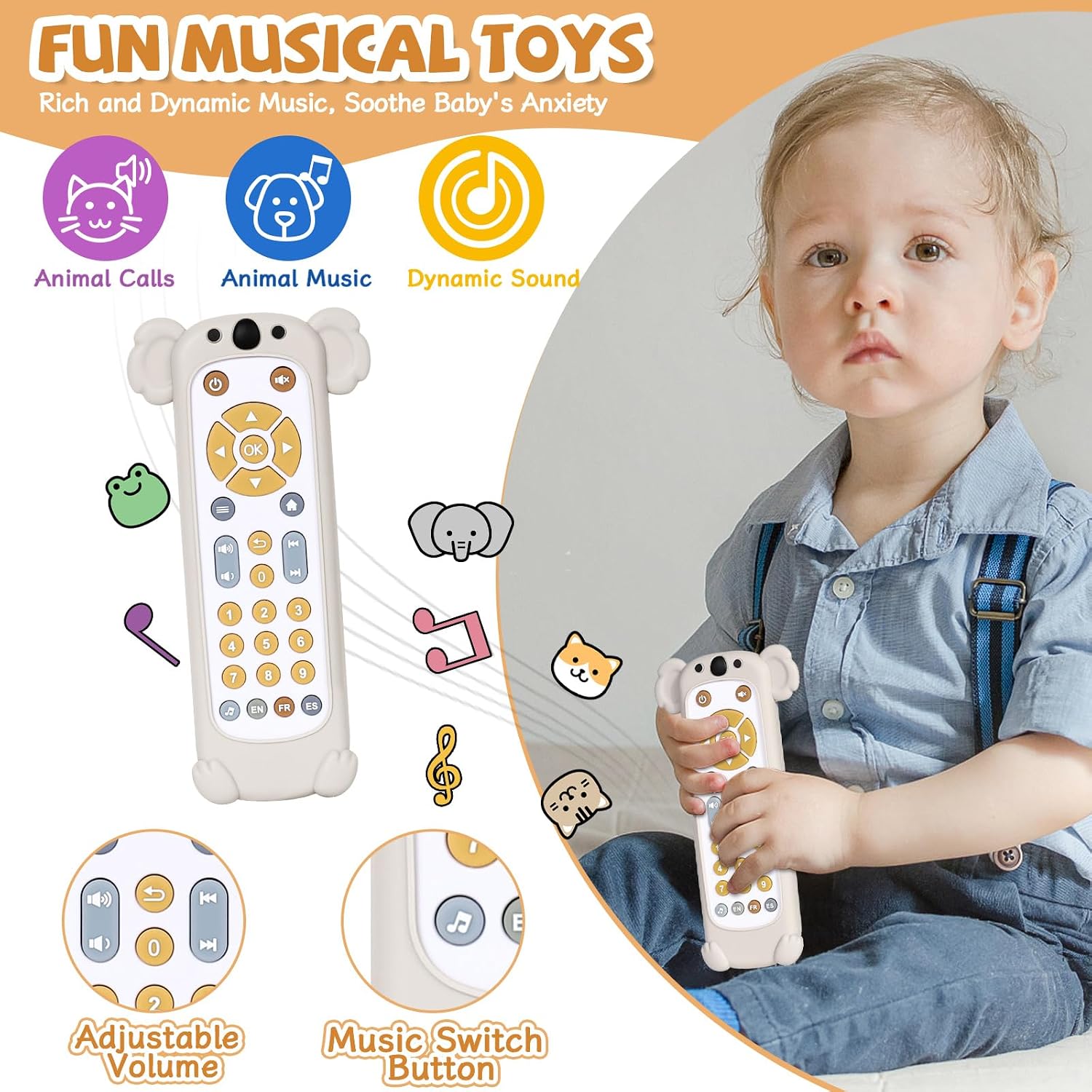 Detalle de Orzbow Baby Musical Remote Control Toy with Number Teaching (remote-style learning for 6–18 months)