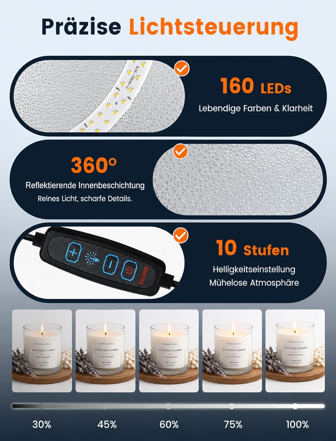 Detalle 2 de DUCLUS Fotobox 40×40 cm Fotostudio mit 160 LEDs