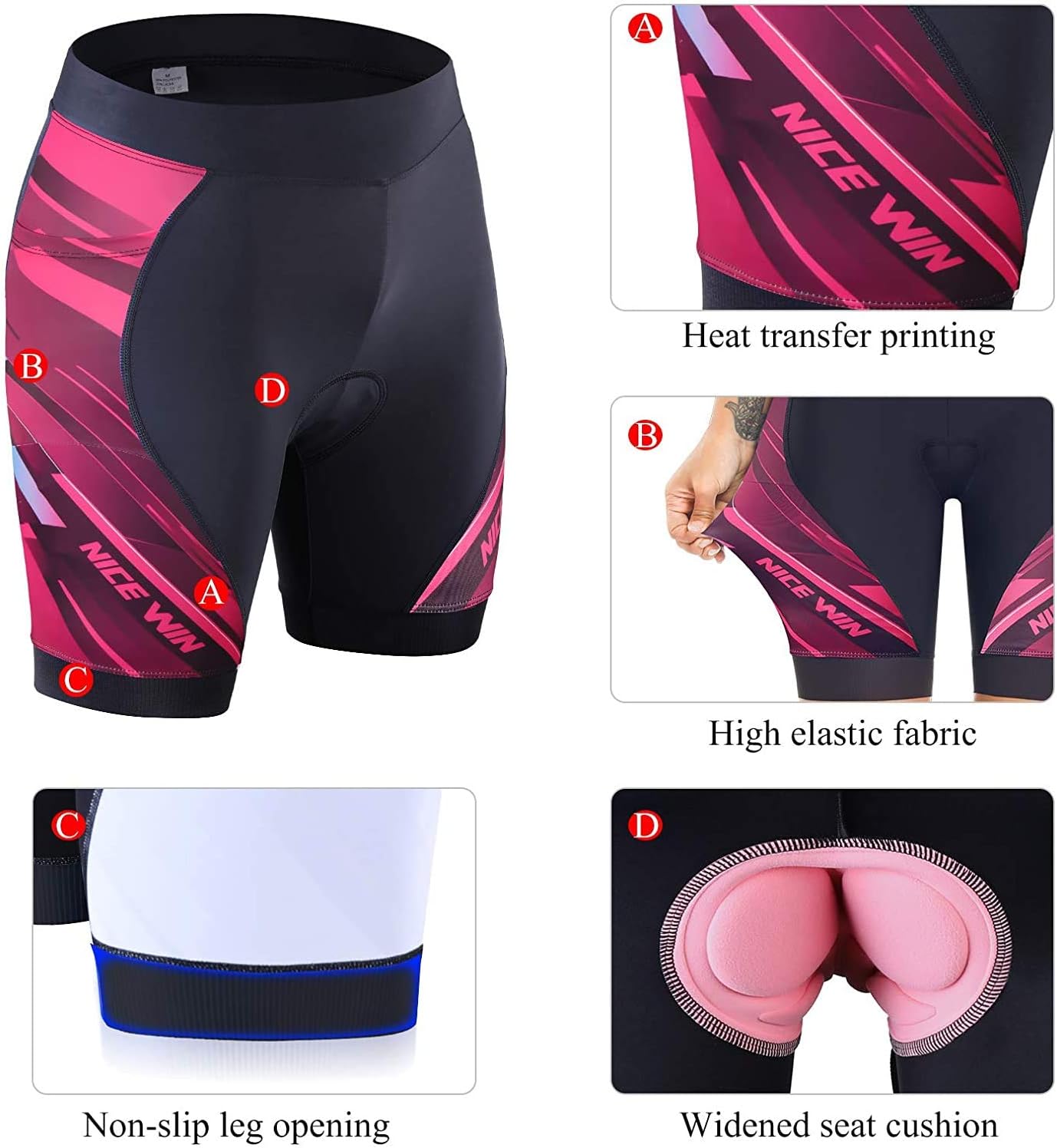 Thumbnail 1 de NICEWIN Damen 3D-gepolsterte Fahrrad-Shorts – hohe Taille, schnelltrocknend