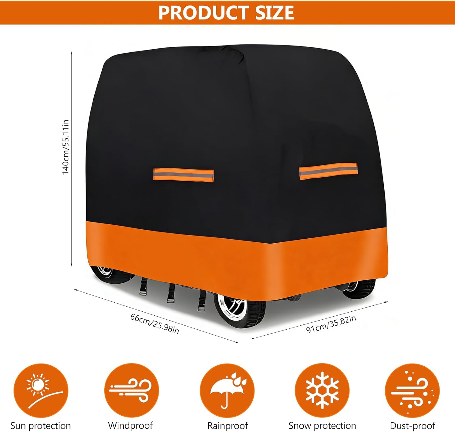 Thumbnail 3 de Extra Large Mobility Scooter Cover (Waterproof Heavy Duty 420D Oxford Fabric) with 4 Reflective Strips and 3 Buckles