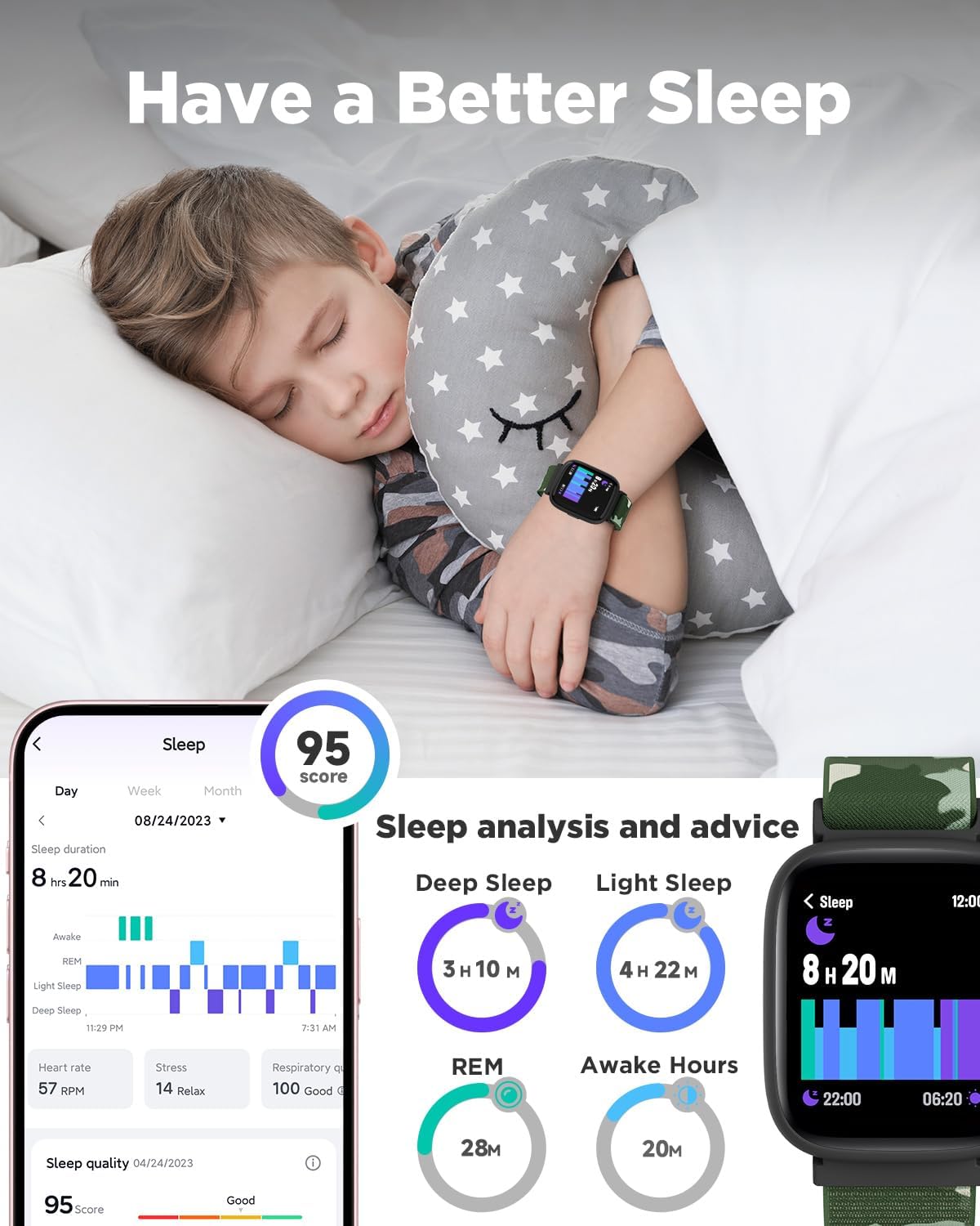 Detalle 2 de BIGGERFIVE Kids Smart Watch 1.8" fitness watch