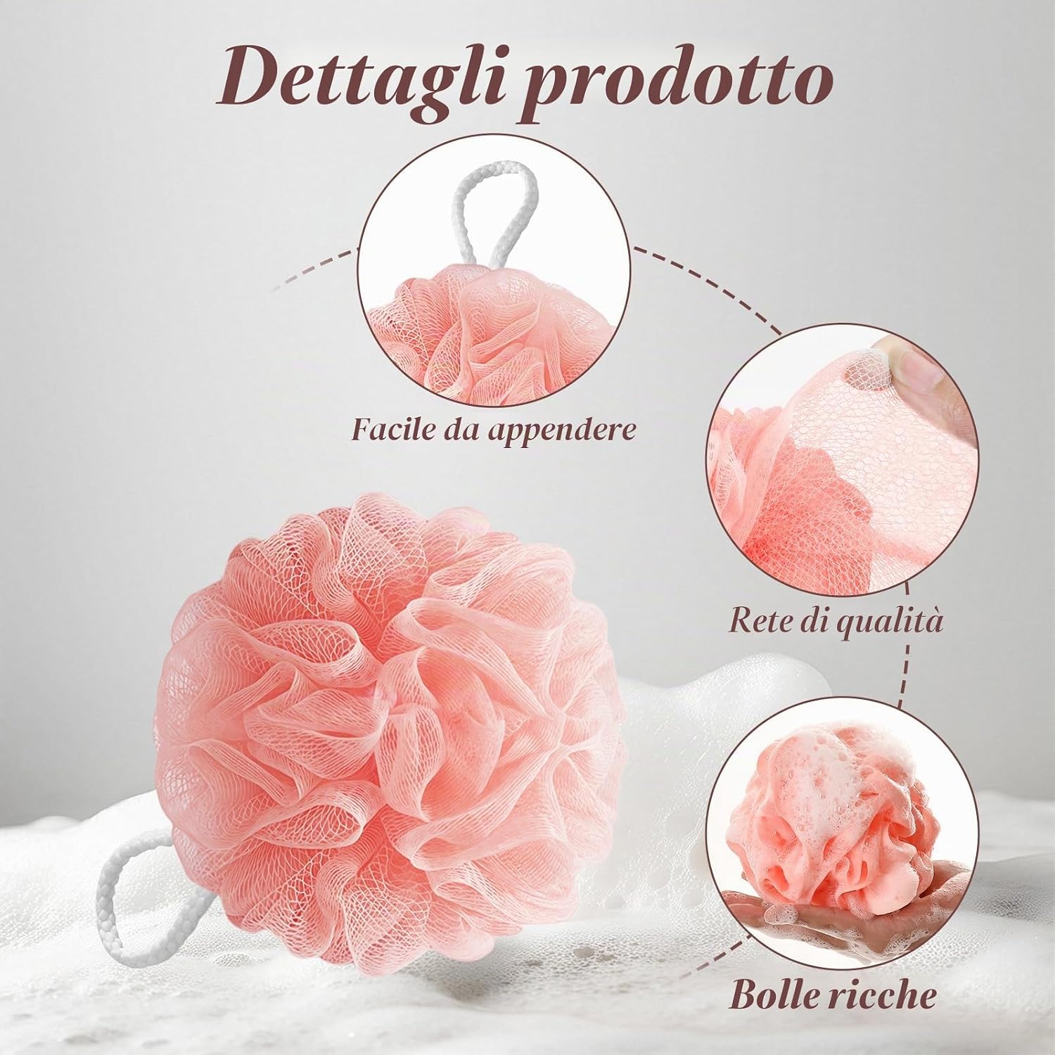 Thumbnail 2 de Flintronic 4 Pezzi Spugna Doccia 50 g – Palla Doccia Morbida in Tessuto a Rete, Esfoliante e Massaggiante