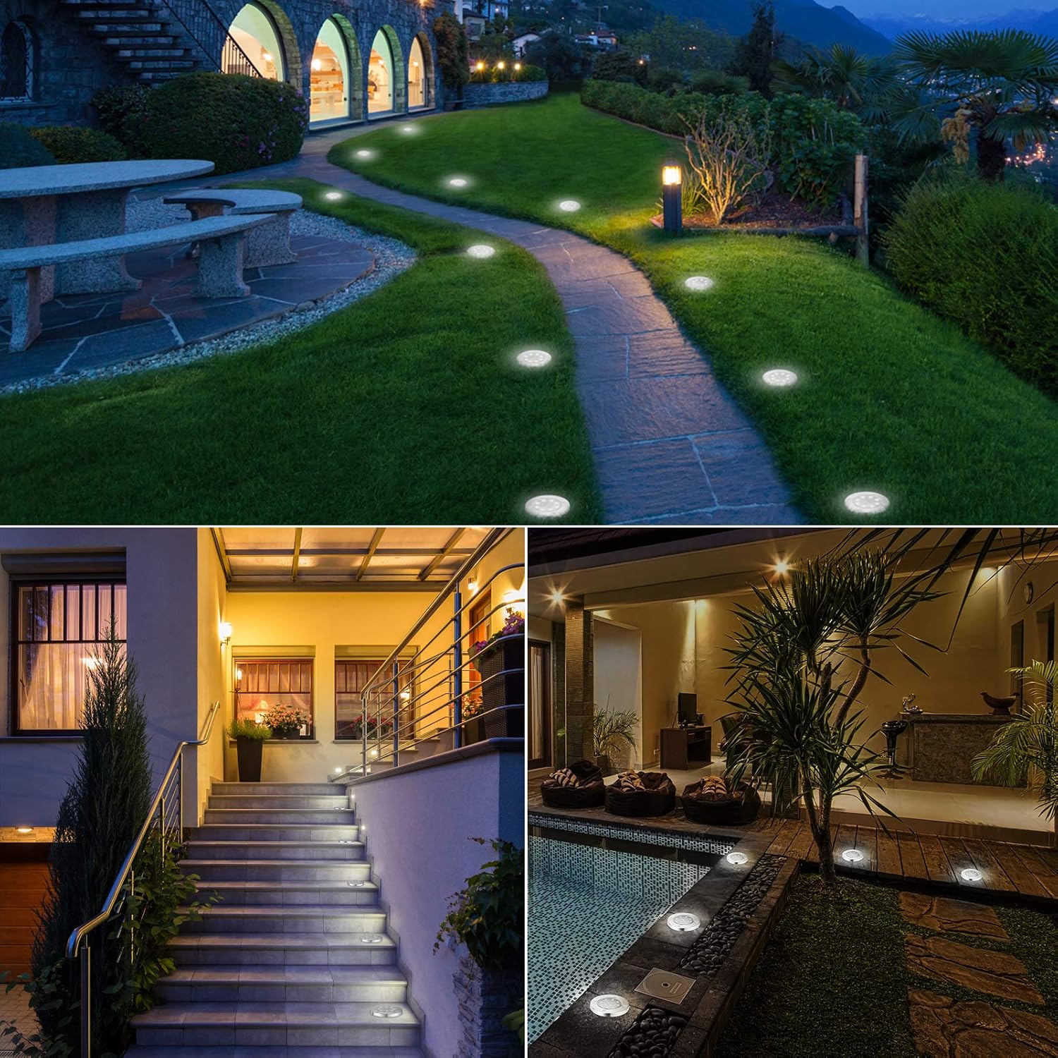 Detalle de LYHOPE Solar Ground Lights 8-Pack