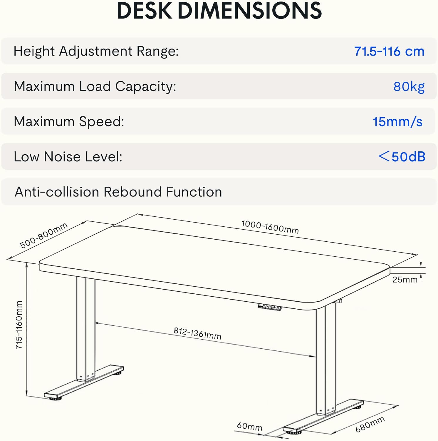 Thumbnail 1 de FLEXISPOT EG1 160×80cm höhenverstellbarer Schreibtisch